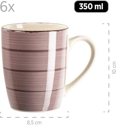 Сніданок для 6 осіб у вінтажному вигляді, кераміка з ручним розписом, набір посуду з 18 предметів, синій, керамограніт (ягідний), 931492 Bel Tempo II