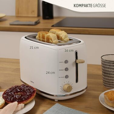 Електрочайник 1,7 л та тостер на 2 слоти, набір 2 предмети, білий Nordic Briebe