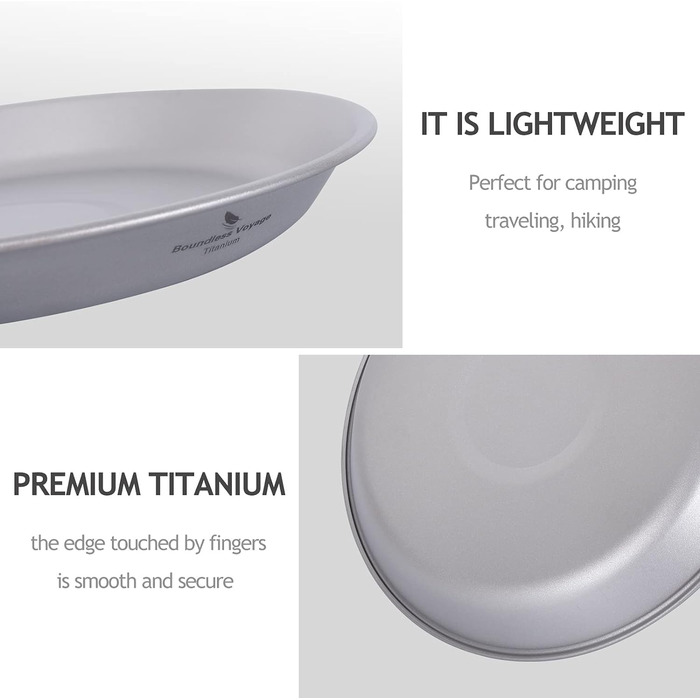 Титановая тарелка Чаша Кемпинг Набор посуды Легкая уличная кухонная утварь Портативный дорожный поднос для пикника Тарелка Чашка Прочные столовые приборы с сумкой для переноски (Ti1111T-Plate)