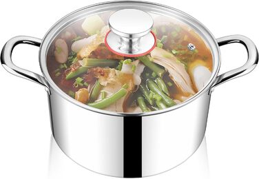 Каструля 3,3 л з нержавіючої сталі зі скляною кришкою 20 см HaWare