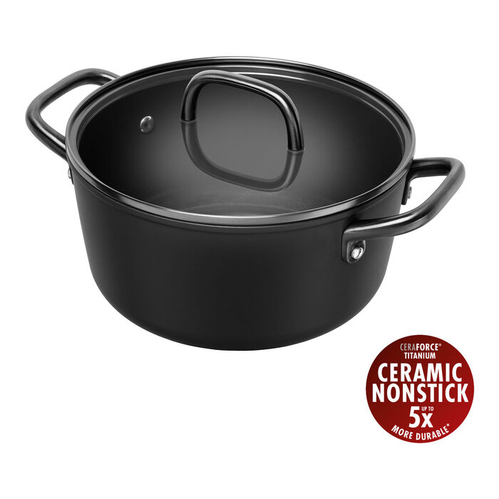 Каструля зі скляною кришкою 24 см, чорна Milano Zwilling