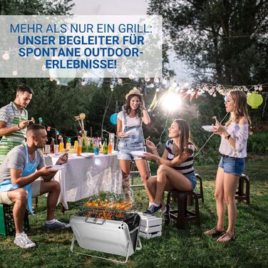 Портативный гриль на уголь серебряный elasto PROMOTION FOR LIFE