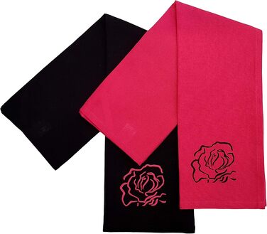 Різдвяні кухонні рушники Ragged Rose, бавовна, (50x70 см, рожевий/чорний)