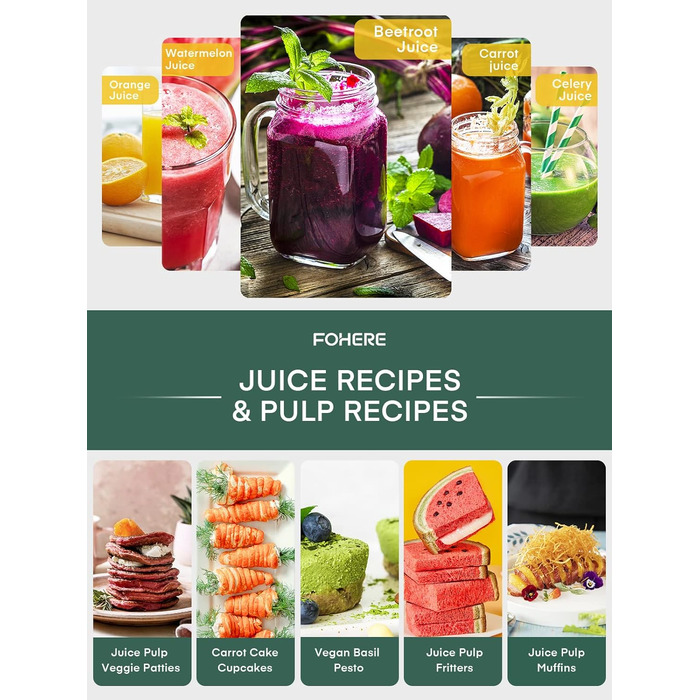 Соковижималка для фруктів і овочів, 800 Вт FOHERE