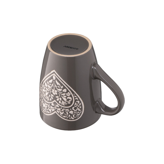 ARDESTO Чашка Heart, 330 мл, темно-сіра, кераміка
