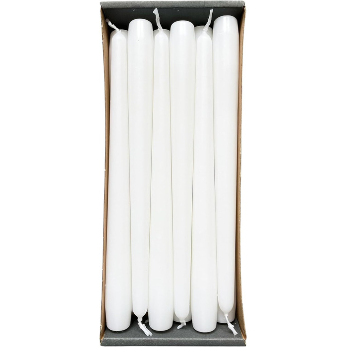 Конічних свічок 2.3 x сертифіковані RAL, без протікання та диму, час горіння приблизно 8 годин прикраса столу та свічник (25 см, білий), 12