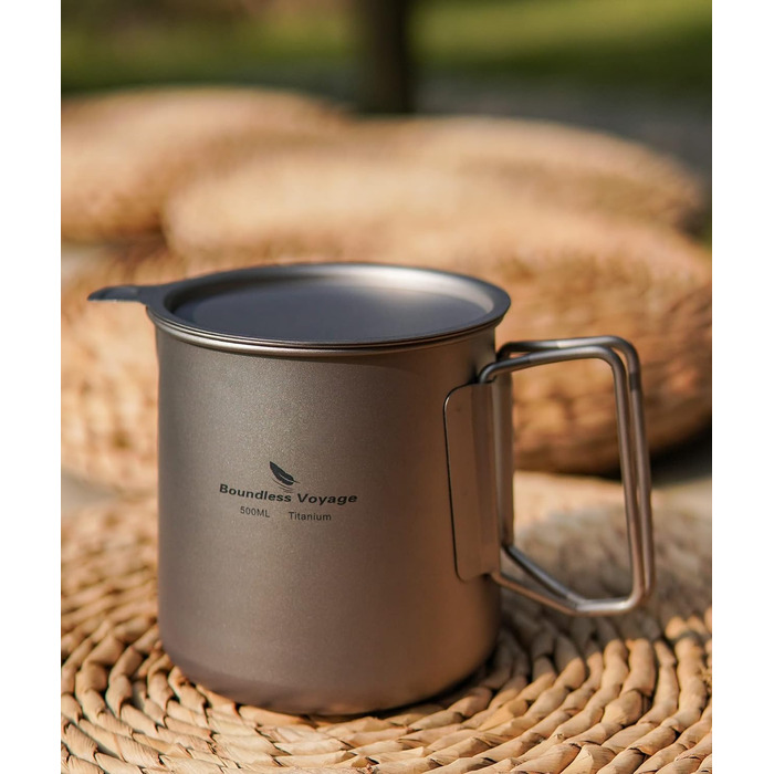 Мл Титановий чайник 120 мл і 180 мл Набір чашок з фільтром і кришкою Одношарова кавова кружка Садовий пікнік Набір чайників Портативний легкий туристичний посуд для кемпінгу на відкритому повітрі Ti3127D (Кружка 500 мл з фільтром і кришкою тільки Ti3125D-