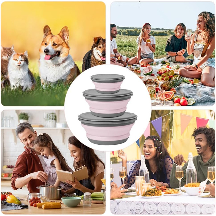 Складана миска 3 шт рожевий flintronic