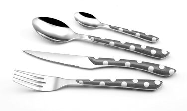 Столові прибори Amefa ECLAT, столові прибори на 4 персони, нержавіюча сталь з високоякісною пластиковою ручкою, ваги в точку, 16 шт. (Mnagre 32 couverts pour 8 personnes, сірий)