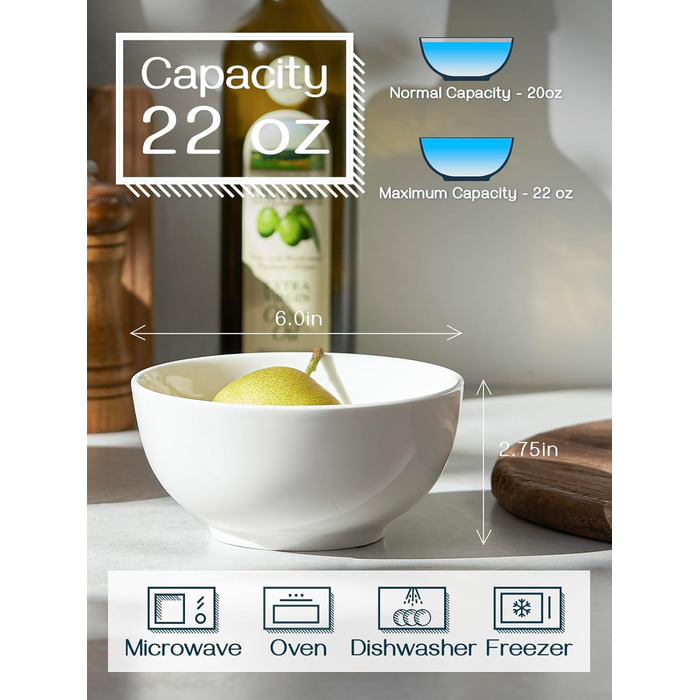 Набір з 4 мисок для супу 650 мл, білий DOWAN