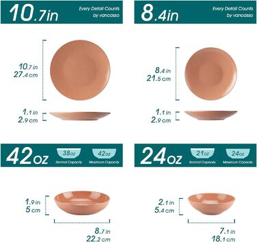 Столовий сервіз з керамограніту, комбінований сервіз vancasso з 32 предметів Карст з фаянсу, набір посуду у вінтажному вигляді для 4-12 осіб (Sabine-tc, посуд для 4 осіб)