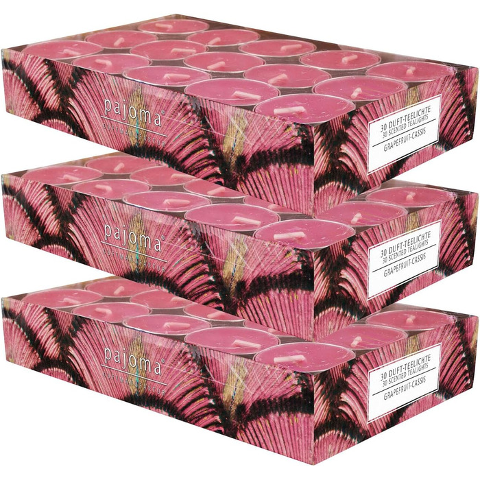 Ароматичних чайних свічок 3x30 шт. ароматичні свічки багато ароматів на вибір висота 1,5 см, Ø 3,5 см (грейпфрут-черрі, 3 x 30 шт. у упаковці), 90