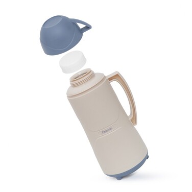 Термос Fissman 1000 мл, колір бежевий пластиковий корпус зі скляною колбою (19851)