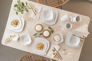 ПЕВЕЦ Сервиз Avalon в белом цвете, набор посуды на 6 персон из фарфора, тарелка изогнутая (кофейная кружка 6 шт.)