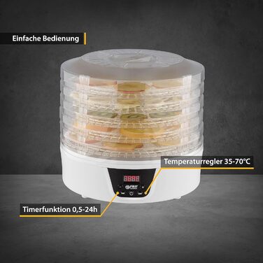 Дегідратор на 5 полиць, 380 Вт, круглий TZS First Austria