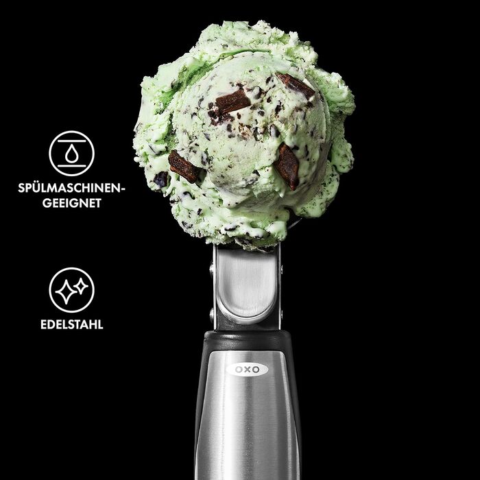 Ергономічна ложка для морозива OXO Good Grips з ежектором нержавіюча сталь 11,7 x 26,7 см, курок (вигнута, сталь)