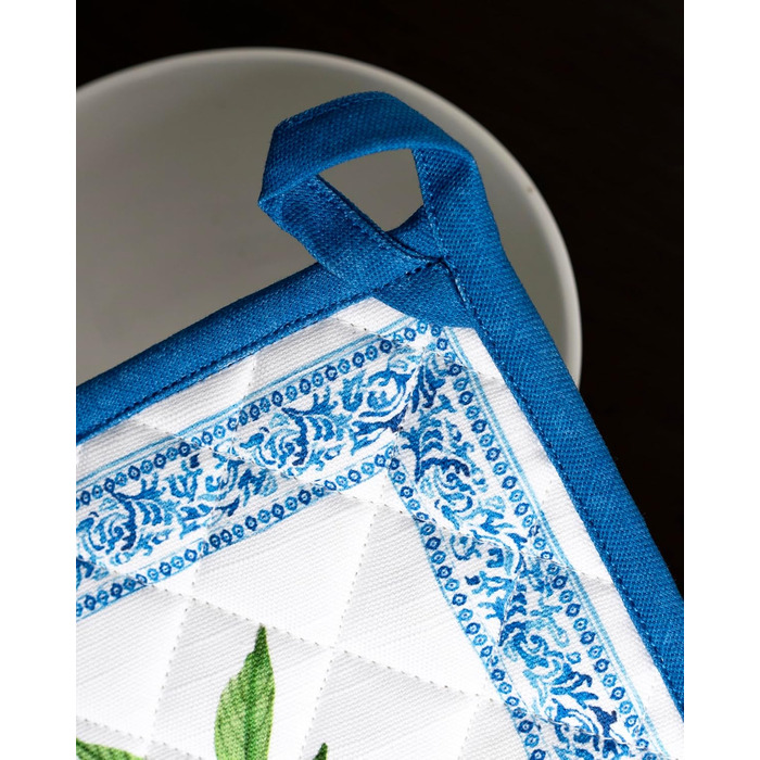 Рукавички для духовки Maison d&39 Hermine, підставки для каструль, 100 бавовна, термостійкі кухонні рукавички, рукавички для духовки (19 см x 33 см) та підставки для каструль (20 см x 20 см) для приготування їжі, Morzine - рукавички для духовки на День по