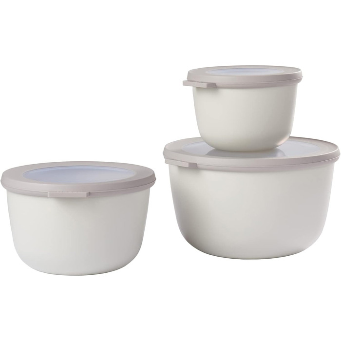 Набор из 3 предметов - Банки для хранения с крышкой - Подходит в качестве ящика для хранения, холодильника, морозильной камеры и посуды для микроволновой печи - 350 мл, 750 мл и 1250 мл - (Nordic White, набор 3 шт. и (500, 1000, 2000 мл))