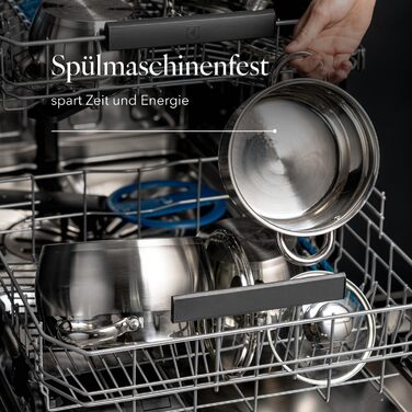 Набір посуду FLORINA OLIVER 4 предмети Нержавіюча сталь 18/0 Кришка із загартованого скла Для індукційних, газових, електричних та керамічних варильних поверхонь Можна мити в посудомийній машині Високоякісний набір посуду для кожної кухні, 8 предметів Oli