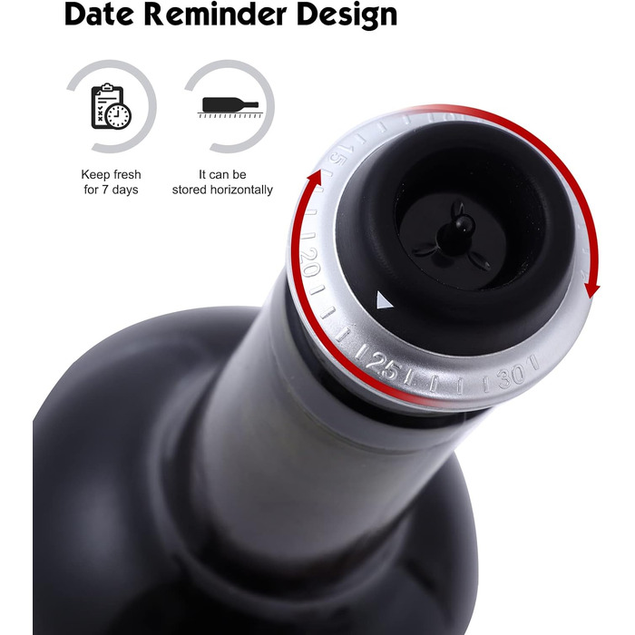 Вакуумна помпа для вина автоматична з пробками, чорна WIWONEY