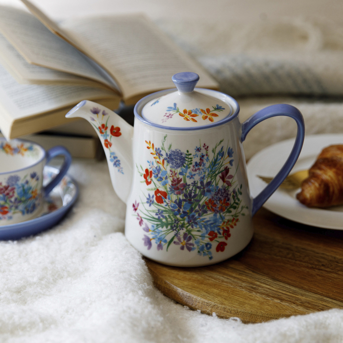 Чайник заварювальний London Pottery VISCRI MEADOW, кераміка, слонова кістка/васильковий синій, 900 мл