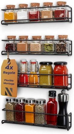 Полиці настінні 30 х 6,6 х 6,6 см, набір 4 предмети, чорний матовий NOBRO