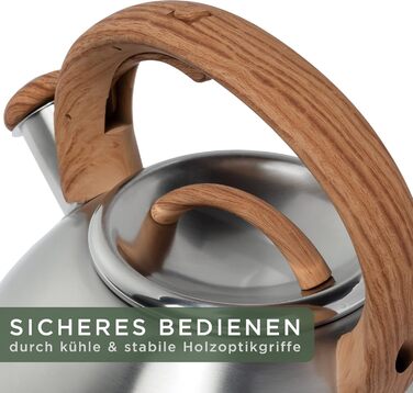 Чайник 2,3 л зі свистком, нержавіюча сталь WALDWERK