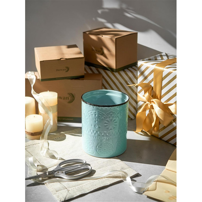 Тримач кухонного посуду DOWAN, тримач посуду для кухні для декорування кухонної стільниці, контейнер для посуду, кухонне начиння, нековзке, стійке до подряпин коркове дно, органайзер для посуду, яскраві кольори (синій)