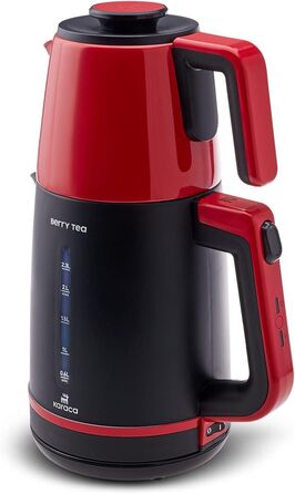 Вт зі сталевим чайником і чайником, чайником, турецьким чайником, турецьким традиційним чаєм (Tek Ebat, червоний), 1700