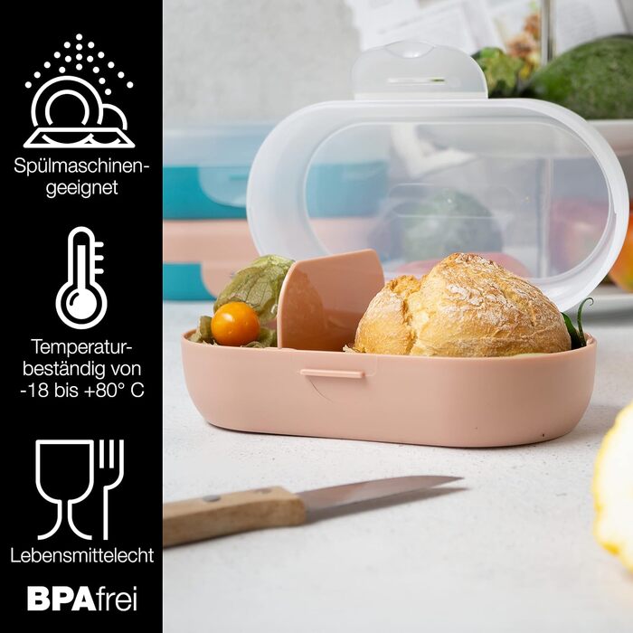 Набір дитячих ланч-боксів, 3 предмети, різнокольорові Moritz & Moritz