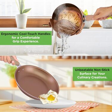 Набір посуду NutriChef з 20 предметів з антипригарним покриттям каструля, сковорідка та посуд для випікання набір посуду без ПФОК/ПФОС для газових, електричних, керамічних та індукційних варильних поверхонь включає сковорідки, каструлі, деко, форму для хл