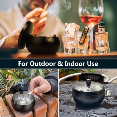 Попільничка з кришкою 11 см чорна JSVER