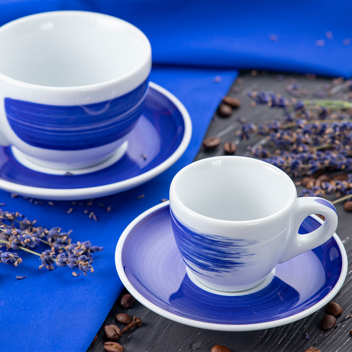 35127 Чашка cappuccino large 260 мл Blue stroke B 'Verona Millecolori Hand Painted Brush stroke B Bl