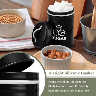 Емкости для хранения чая/кофе/сахара, набор 3 предмета, черные Herogo