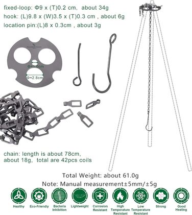 Кемпінгова титанова регульована вішалка для горщиків Ti9012O iBasingo