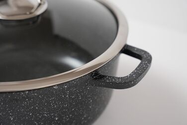 Каструля/горщик GOLDMANN з антипригарним покриттям та скляною кришкою, 6,5 л, мармурове керамічне покриття, для всіх варильних поверхонь, екологічно чиста (24 см)