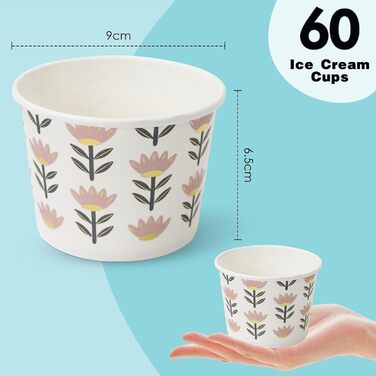 Набір паперові стаканчики для морозива 60 шт. 200 мл HNH