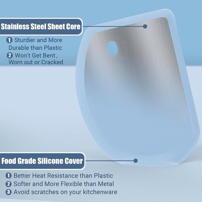 Гнучкий силіконовий скребок для тіста 15,2 х 11 см синій Lazymi