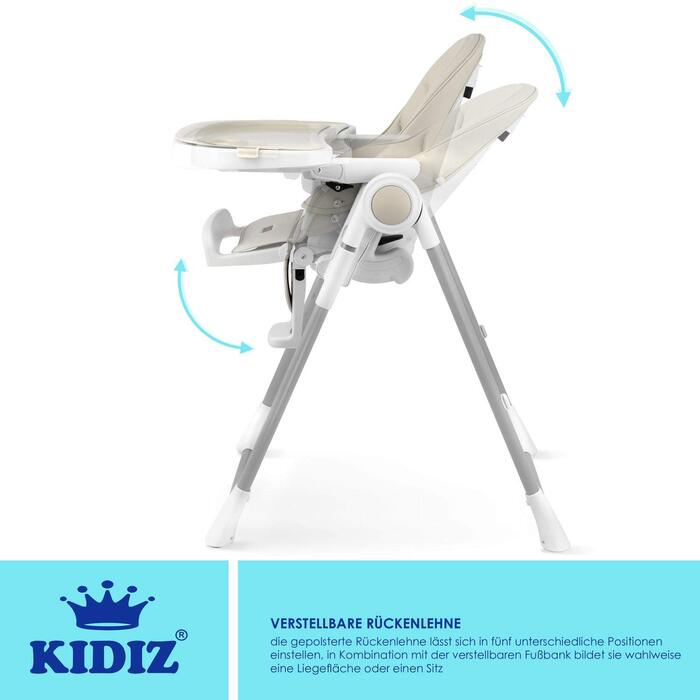 Дитячий стільчик для годування від 6 місяців бежевий Kidiz
