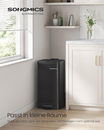 Сміттєвий бак 30 л чорний SONGMICS