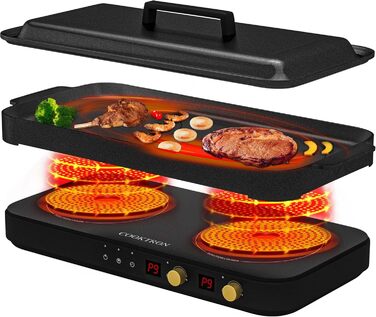 Портативна індукційна варильна поверхня на 2 конфорки 1800 Вт COOKTRON