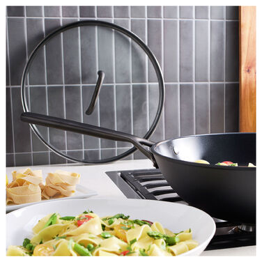 Сковорода вок 30 см зі скляною кришкою, чорна Milano Zwilling