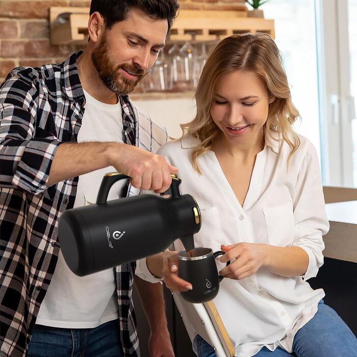 Термос-кавник 2 л, чорний/золотистий Ideus