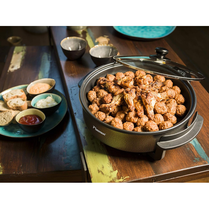 Многофункциональная сковорода Ø40см со стеклянной крышкой, антипригарное покрытие, 1.500 Вт, AHP1800Z, цвет черный (Ø 28.5 см)