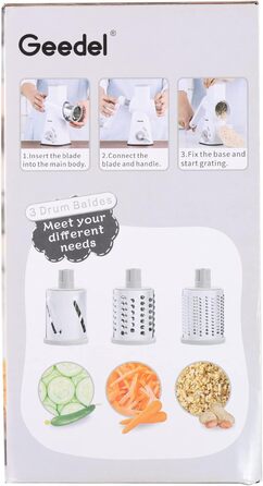 Терка для сиру/овочів із 3 знімними лезами білий Geedel