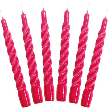 Свічки з крученим конусом, зроблені в Італії, доступні 25 кольорів, лаковані настільні свічки, спіральні свічки з тривалим часом горіння 5 годин, декоративні свічки, 6 шт. , 2,2 x 21 см (малина)