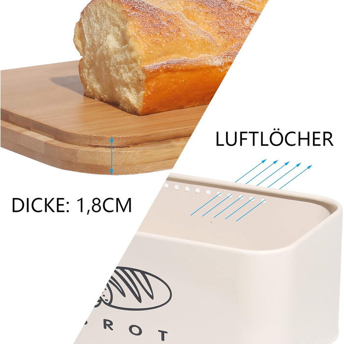 Хлібниця з кришкою 30 х 18 х 14 см бежевий Theo&Cleo