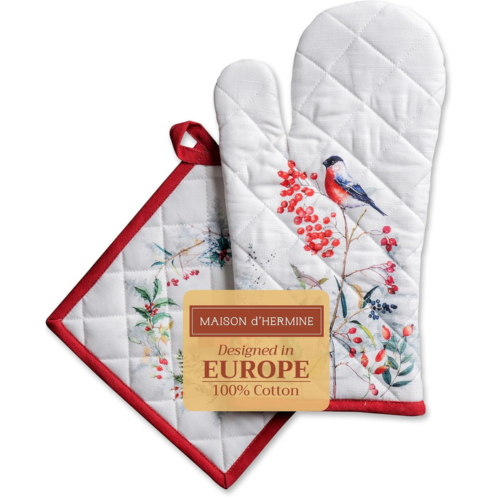 Рукавичка для духовки 19х33 см та прихватка для каструль 20х20 см, набір 2 предмети Maison d' Hermine