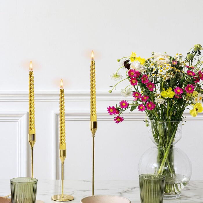 Набір з 4 конічних спіральних свічок 2 x 20 см, золотистий Bolosa