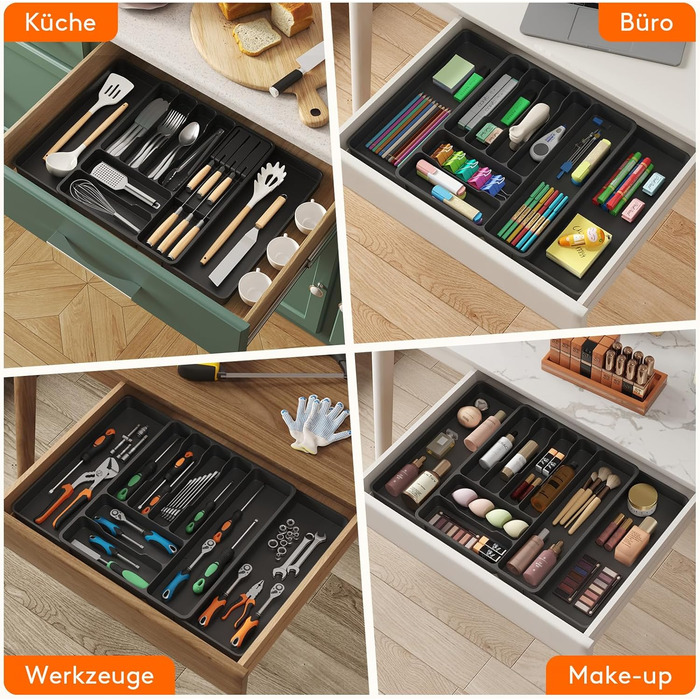 Органайзер для столових приладів 60 х 40 х 4,6 см 2 шт чорний Lifewit